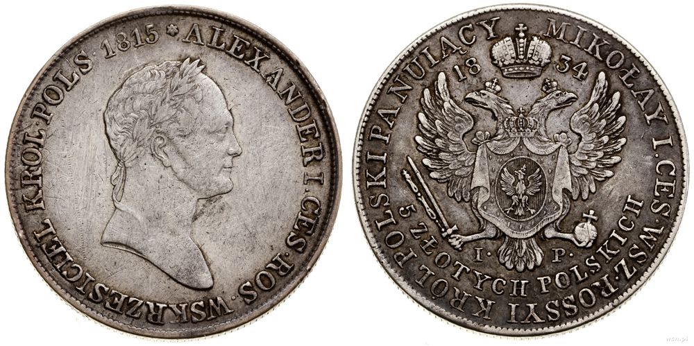 Polska, 5 złotych, 1834 IP