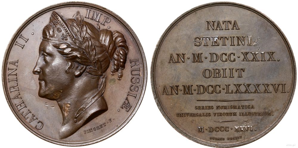 Rosja, medal z serii królewskiej – Katarzyna II, 1826