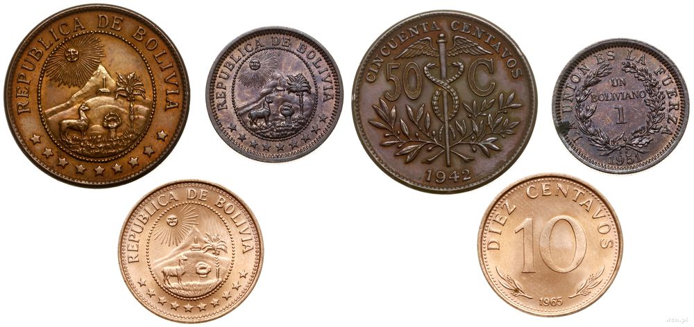 Boliwia, zestaw 3 monet