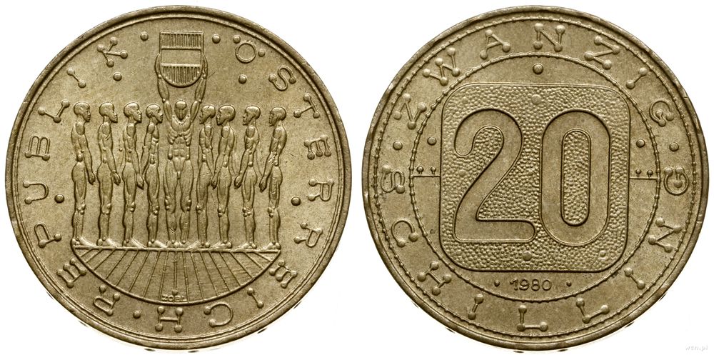 Austria, 20 szylingów, 1980