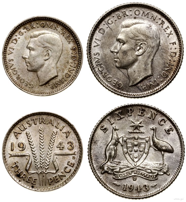 Australia, lot 2 monet, 1943 D