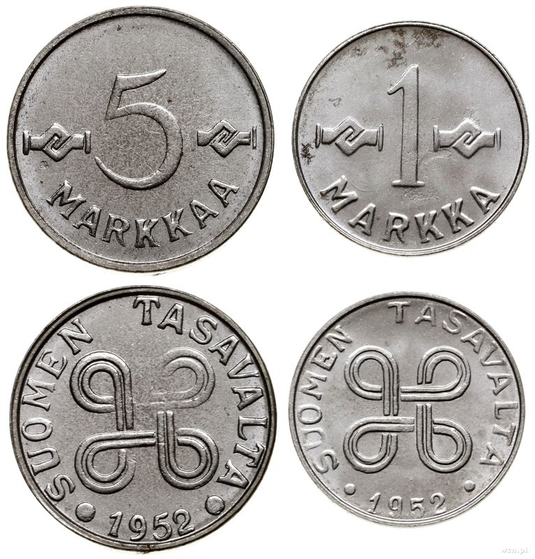 Finlandia, lot 2 monet, 1952