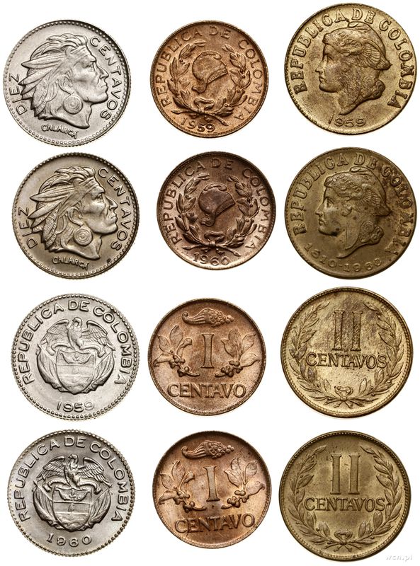 Kolumbia, zestaw 6 monet