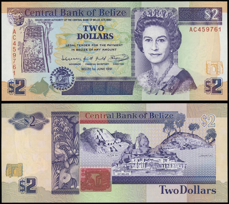 Belize, 2 dolary, 1.06.1991