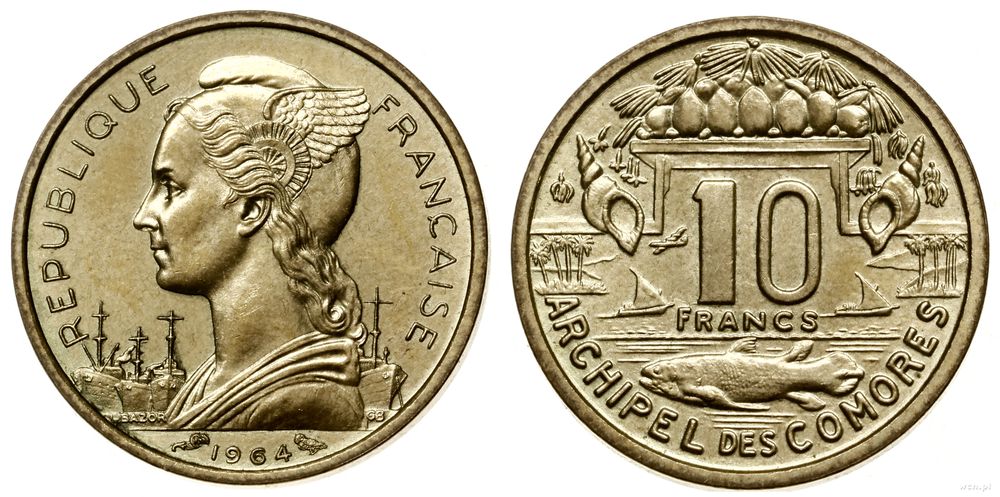 Komory, 10 franków, 1964