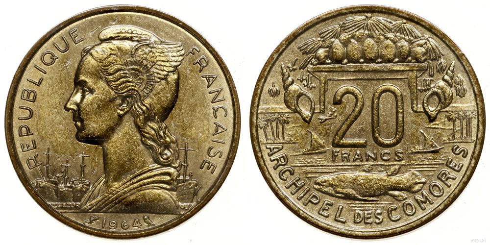 Komory, 20 franków, 1964