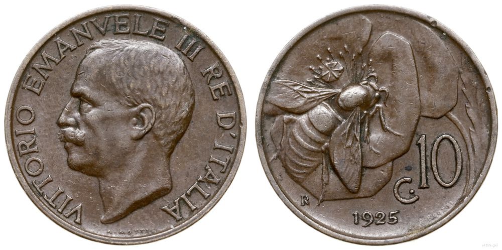 Włochy, 10 centesimi, 1925 R