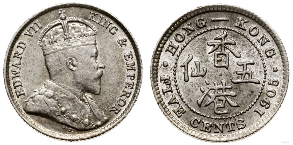 Hong Kong, 5 centów, 1905