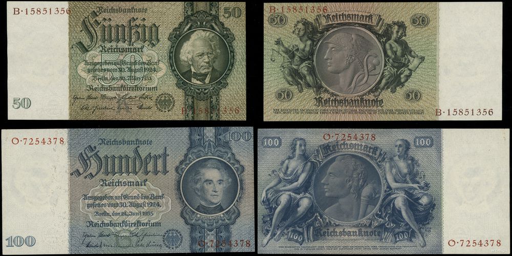 Niemcy, zestaw: 50 marek 30.03.1933 i 100 marek 24.06.1935