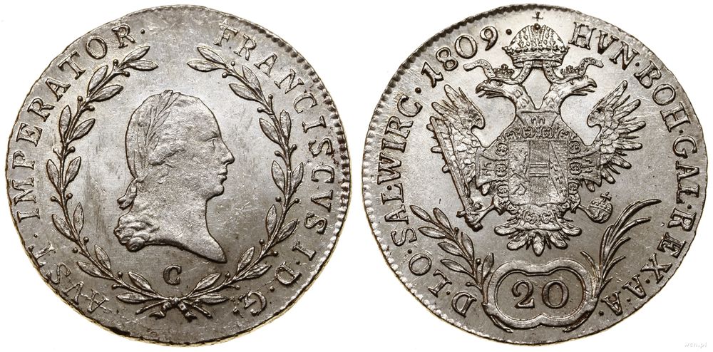 Austria, 20 krajcarów, 1809 C