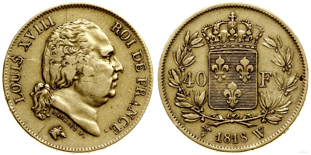 Francja, 40 franków, 1818 W