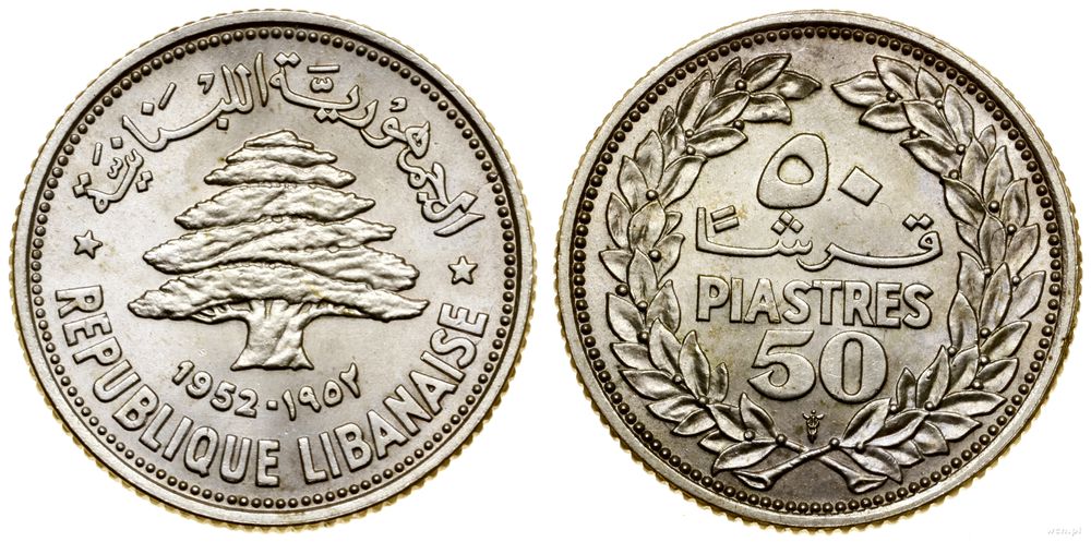 Liban, 50 piastr, 1952