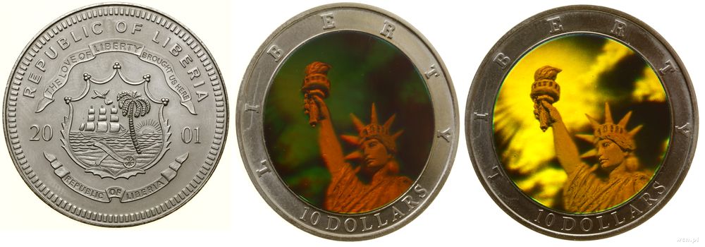 Liberia, 10 dolarów, 2001