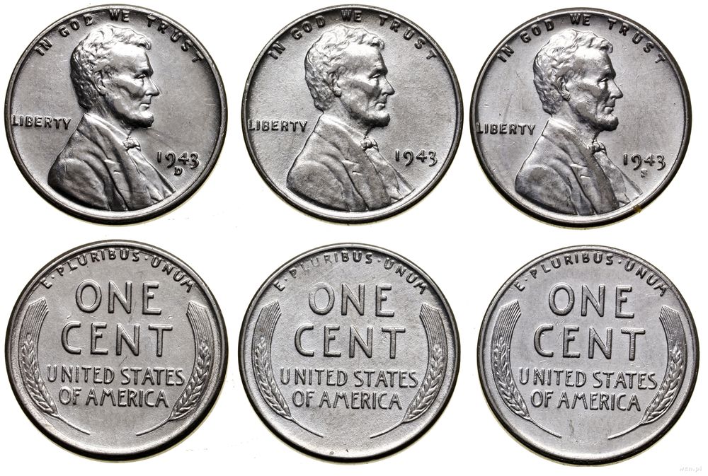 Stany Zjednoczone Ameryki (USA), zestaw rocznikowy 1 centówek, 1943