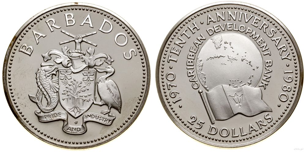 Barbados, 25 dolarów, 1980