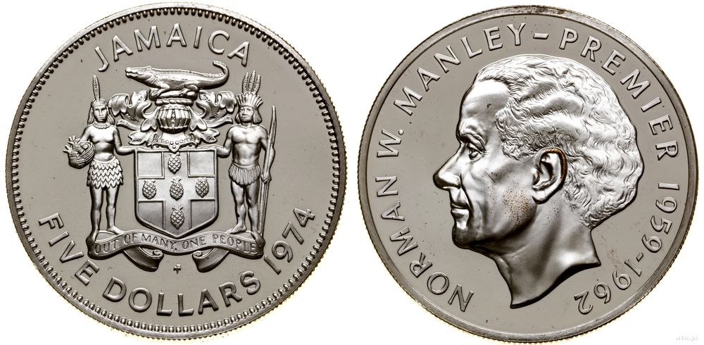 Jamajka, 5 dolarów, 1974