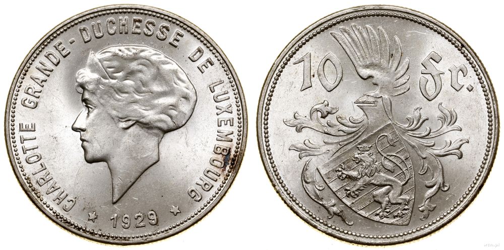 Luksemburg, 10 franków, 1929