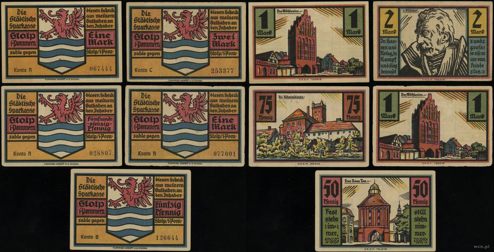 Pomorze, zestaw 4 banknotów, bez daty (1922)