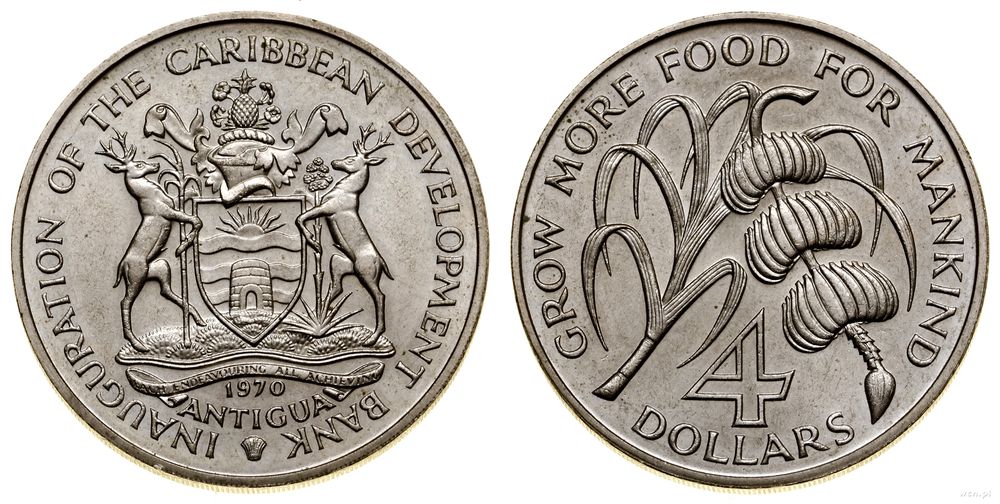Antigua i Barbuda, 4 dolary, 1970
