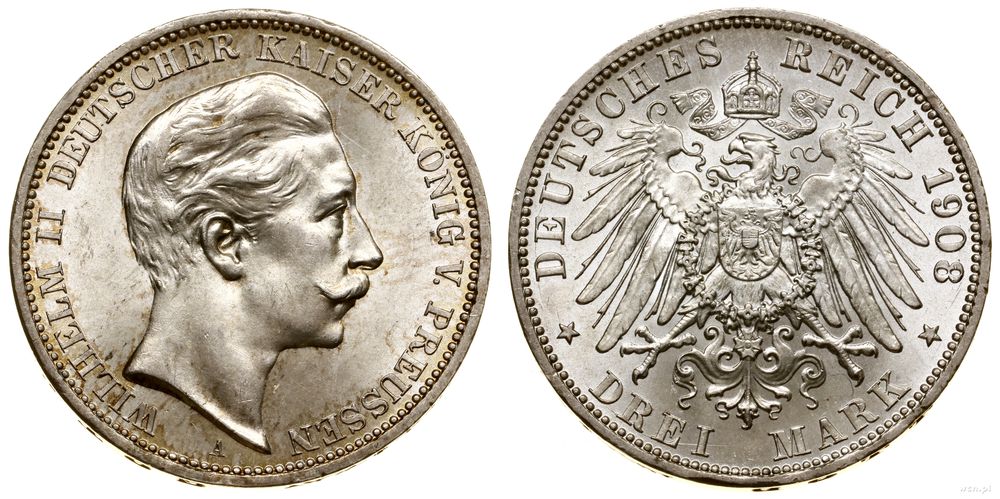 Niemcy, 3 marki, 1908 A