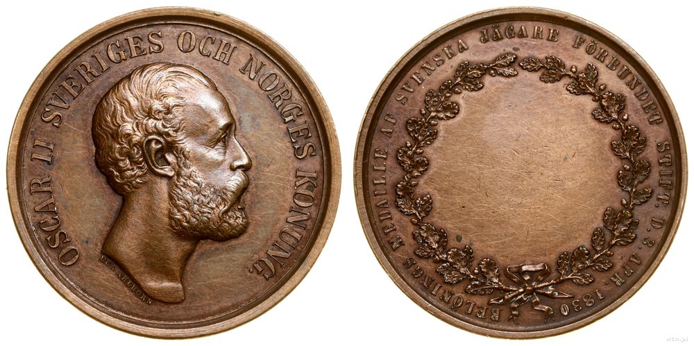 Szwecja, medal nagrodowy Szwedzkiego Związku Łowców, po 1890