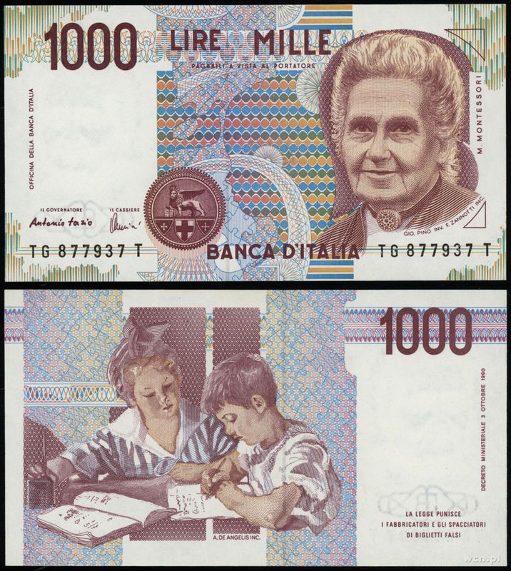 Włochy, 1.000 lirów, 03.10.1993