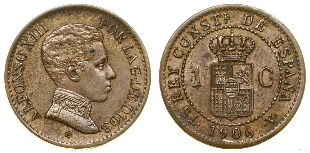 Hiszpania, 1 centym, 1906