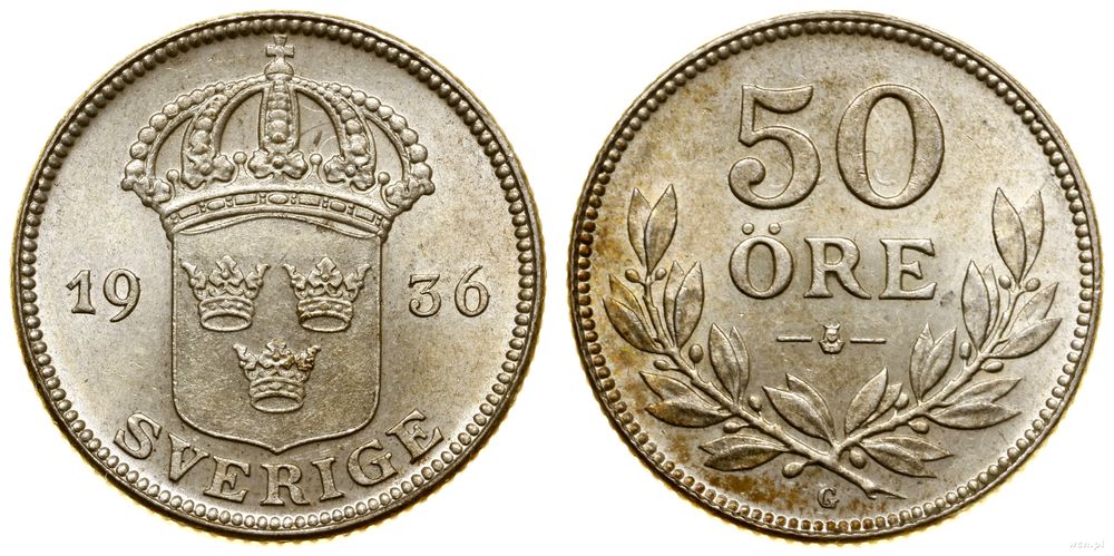 Szwecja, 50 öre, 1936