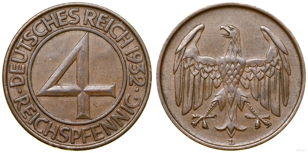 Niemcy, 4 fenigi, 1932 D