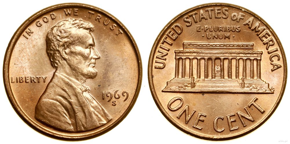 Stany Zjednoczone Ameryki (USA), 1 cent, 1969 S