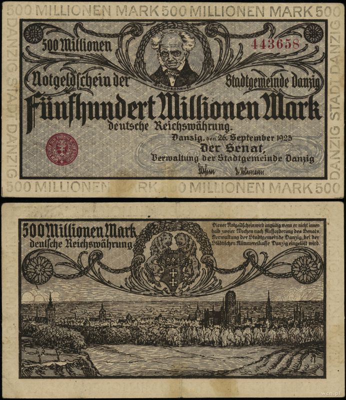 Prusy Zachodnie, 500.000.000 marek, 26.09.1923