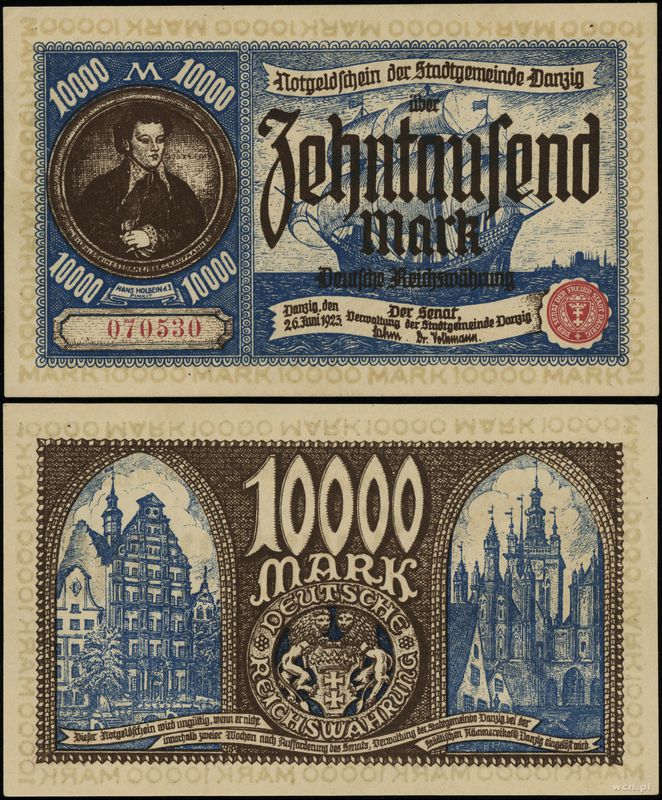Prusy Zachodnie, 10.000 marek, 26.06.1923