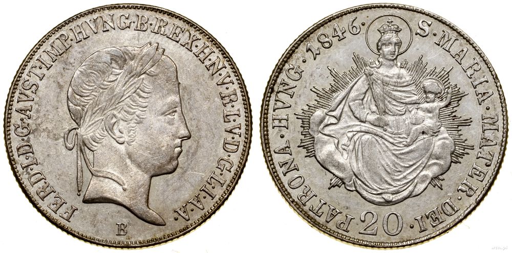 Węgry, 20 krajcarów, 1846 B