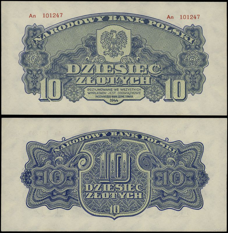 Polska, 10 złotych, 1944