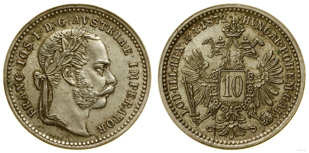 Austria, 10 krajcarów, 1872