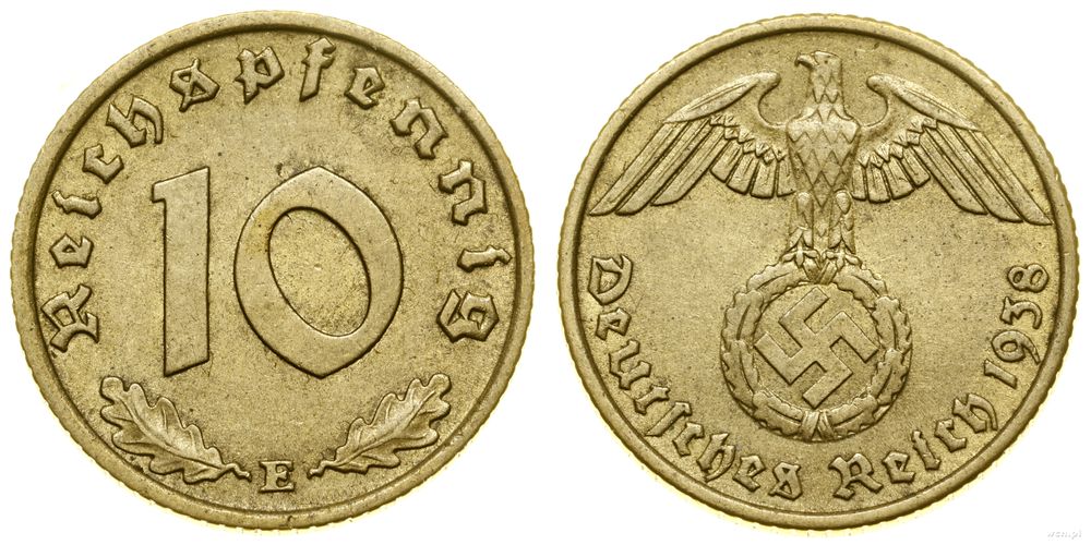 Niemcy, 10 fenigów, 1938 E