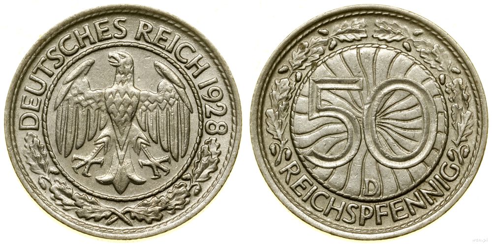 Niemcy, 50 fenigów, 1928 D