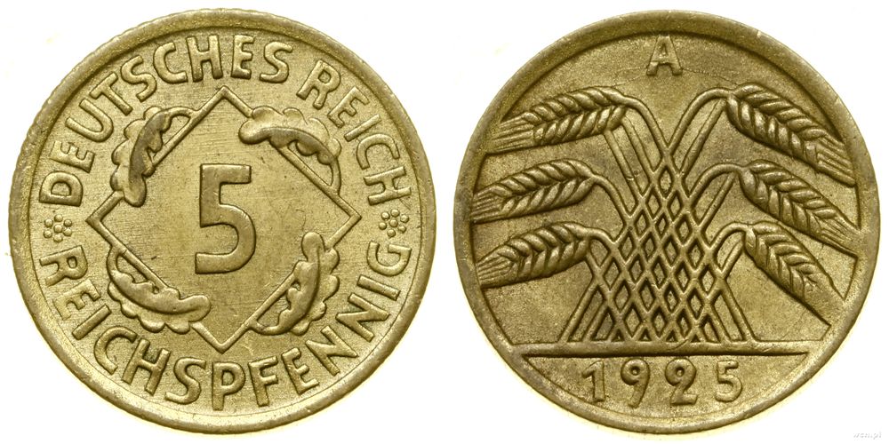 Niemcy, 5 fenigów, 1925 A