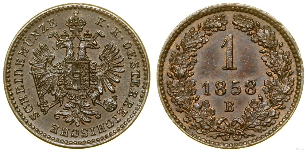 Węgry, 1 krajcar, 1858 B