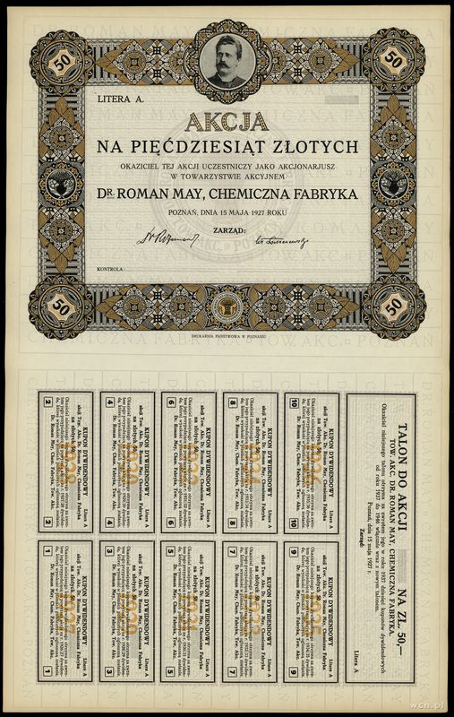 Polska, 1 akcja na 50 złotych, 15.05.1927
