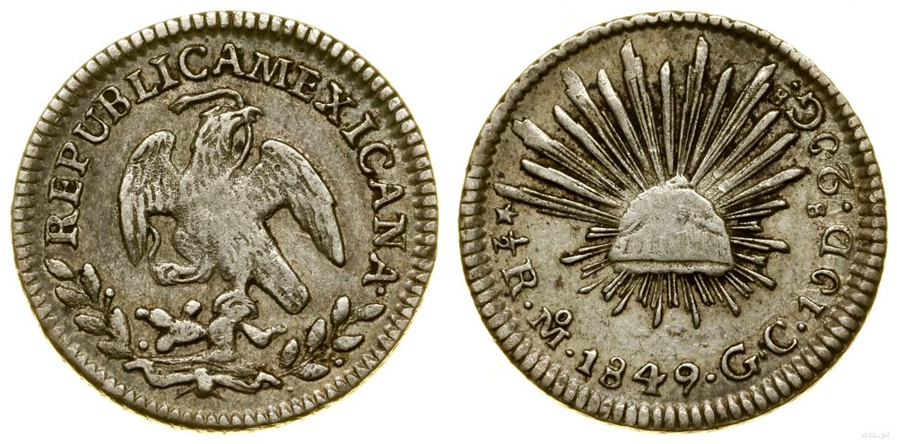 Meksyk, 1/2 reala, 1849