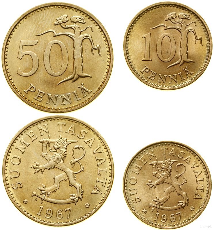 Finlandia, zestaw 2 monet, 1967