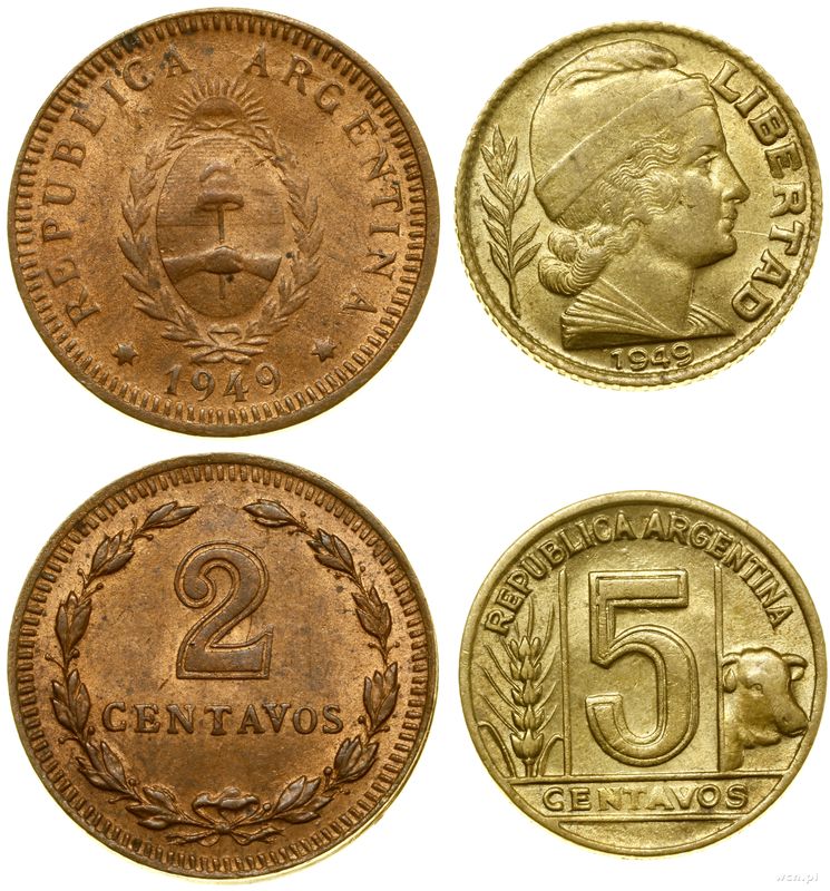 Argentyna, lot 2 monet, 1949