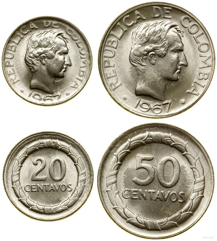 Kolumbia, lot 2 monet, 1967