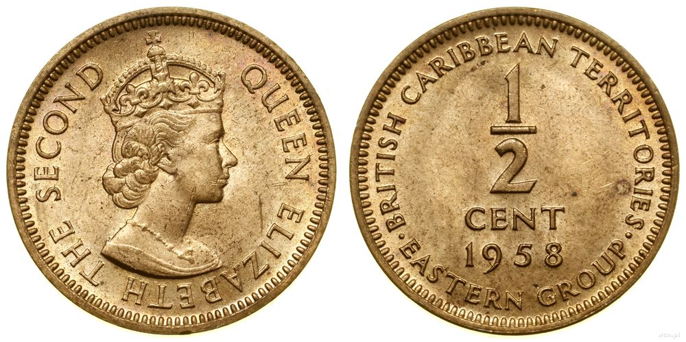 Wyspy Karaibskie, 1/2 centa, 1958