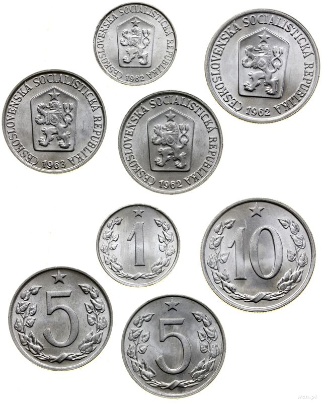 Czechy, lot 4 monet, 1962