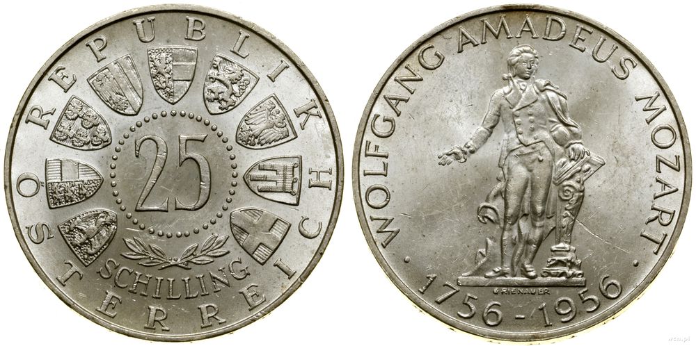 Austria, 25 szylingów, 1956
