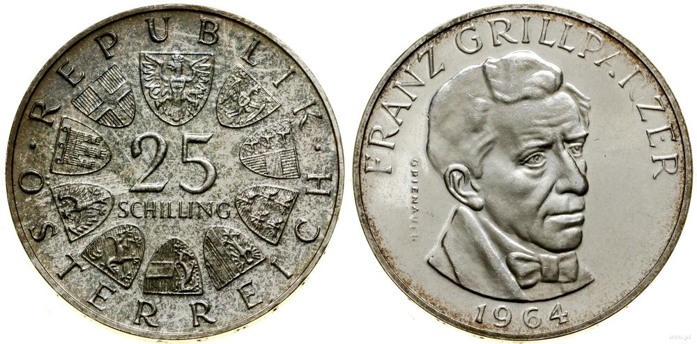 Austria, 25 szylingów, 1964