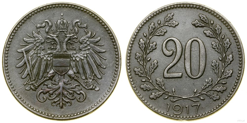 Austria, 20 halerzy, 1917
