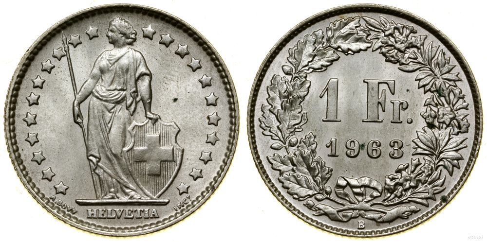 Szwajcaria, 1 frank, 1963 B